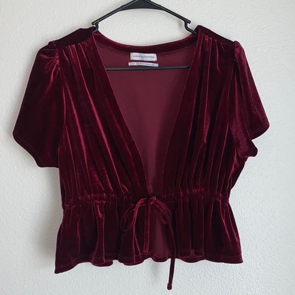 Urban Outfitters Tops - Urban Outfitters Velvet Tie Front Top
